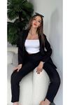 Kadın Atlas Kumaş Ceket Pantolon Takım