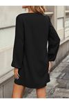 Kadın Uzun Kollu Yuvarlak Yaka Mini Ithal Krep Elbise