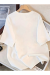 Baskılı Oversize Bisiklet Yaka T-shirt - Beyaz