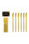 6 Parça Yemek Bıçağı Seti - Parlak Altın Renk - 21 cm