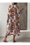 Kadın Kısa Kollu önü Açık Belden Kuşaklı Uzun Kimono