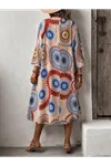 Kadın Kısa Kollu önü Açık Belden Kuşaklı Uzun Kimono