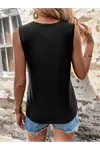 Kadın Kolsuz Bisiklet Yaka Dantel Detaylı Viskon Bluz