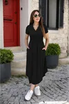 Kadın Kısa Kollu Hakim V Yaka Viskon Elbise