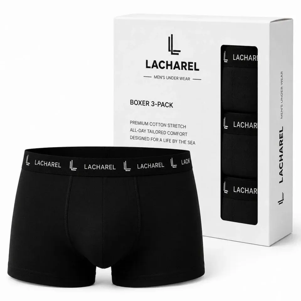 Erkek Likralı Pamuklu Nefes Alan Penye Boxer 2Li Paket - Siyah - Lacivert