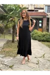 Kadın Omuzlardan Büzgülü Kayık Yaka Fırfırlı Janjan Krep Elbise