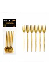 6 Parça Tatlı Çatalı Seti - 13 cm - Gold Renk