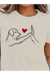 Kadın Kısa Kollu Bisiklet Yaka Köpek Baskılı Viskon Bluz