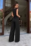 Kadın Askılı önden Düğmeli Bluz Ve Pantolon Keten Ikili Takım