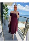 Kadın Madonna Yaka Midi Boy Modal Elbise