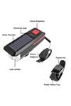 TBL Dekor® Solar Enerjili USB ile Şarj Edilebilir Ledli Bisiklet Feneri Kornalı ve Su Geçirmez Far