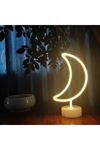 TBL Dekor® Dekoratif Pilli Ay Tasarımlı 3D Neon Led Masa Ve Gece Lambası