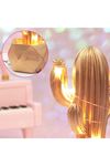 TBL Dekor® Led Işıklı Sevimli Kaktüs Dekoratif Masa Lambası Mini Biblo Gece Lambası-GOLD