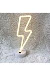 TBL Dekor® Dekoratif Şimşek Şeklinde Pilli Neon Led Lamba Süs Masa Lambası