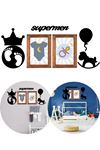 TBL Dekor® DECO103 Supermen Dekoratif Duvar Süsü Tablo Aksesuar Ahşap Tasarım Hediye Pano Sticker Seti