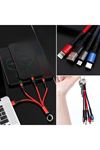 TBL Dekor® Işıklı Anahtarlık Model 3 in 1 USB Çıkışlı MİKRO,TYPE-C ve İphone Uyumlu Şarj Kablosu