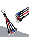 TBL Dekor® Işıklı Anahtarlık Model 3 in 1 USB Çıkışlı MİKRO,TYPE-C ve İphone Uyumlu Şarj Kablosu