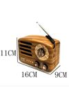 TBL Dekor® Küçük Boy Retro, Nostaljik, Ahşap Tasarım Bluetooth Hoparlörlü, Şarjlı, Taşınabilir Büyük Döndürülebilen Düğmeli FM/AM Destekli Radyo NS338
