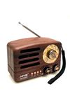 TBL Dekor® Küçük Boy Retro, Nostaljik, Ahşap Tasarım Bluetooth Hoparlörlü, Şarjlı, Taşınabilir Büyük Döndürülebilen Düğmeli FM/AM Destekli Radyo NS338
