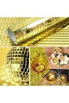 TBL Dekor® Kare Gold Cam Mozaik Fayans Çıkartmaları El İşi Kare Cam Fayans Kendinden Yapışkanlı Aynalı Dekor Panel 30x30 Cm