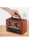 TBL Dekor® Büyük Boy Retro, Nostaljik, Ahşap Tasarım Bluetooth Hoparlörlü, Şarjlı, Taşınabilir FM/AM Destekli Radyo NS-6635