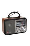TBL Dekor® Orta Boy Retro, Nostaljik, Ahşap Tasarım Bluetooth Hoparlörlü, Şarjlı, Taşınabilir FM/AM Destekli Radyo NS-8897