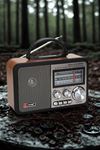 TBL Dekor® Orta Boy Retro, Nostaljik, Ahşap Tasarım Bluetooth Hoparlörlü, Şarjlı, Taşınabilir FM/AM Destekli Radyo NS-8897