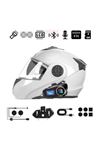 TBL Dekor® Q58 Motorsikletler İçin Fener Özellikli SD Kart Bölümlü LCD Ekranlı Kablosuz Bluetooth Kulaklıklı – Suya Dayanıklı Kask Kulaklığı