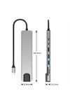 Type-C Çoklu Dönüştürücü – 87W PD, HDMI, 2x USB 3.0, RJ45, SD/TF Kart Girişli Hub