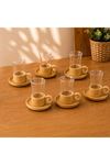 12 Parça Çay Seti - Bambu Bardak Altığı - Çift Cidarlı Cam - 150 ml
