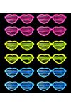 Retro Neon Fosforlu Kalp Panjur Gözlük - 12 Adet