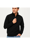 Erkek Dik Yaka Sweatshirt Dik Yaka Yarım Fermuarlı 3 İplik Şardonlu Pamuk Kumaş - Siyah