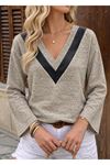 Yumoş Deri Detaylı Bluz