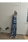 Kadın Askılı Yuvarlak Yakalı Desenli Uzun Süprem Elbise