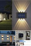 2'li Set Solar Duvar Lambası - 6 Ledli Aplik - Gün Işığı Rengi - IP65 Su Geçirmez