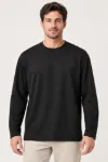 Erkek Modal Yumuşak Dokulu Bisiklet Yaka Uzun Kollu Tişört Sweatshirt - Siyah