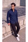 Erkek Standart Kesim Gabardin Kumaş Uzun Kollu Gömlek
