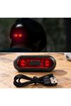 Kırmızı LED Kask Flaşörü - USB Şarjlı - Kask Aydınlatma Işığı