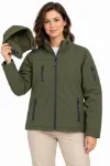 Su Geçirmez Softshell İçi Polar Astarlı Çıkarılabilir Kapüşonlu 4 Cepli Mont Ceket - Haki