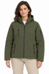 Su Geçirmez Softshell İçi Polar Astarlı Çıkarılabilir Kapüşonlu 4 Cepli Mont Ceket - Haki