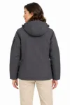 Su Geçirmez Softshell İçi Polar Astarlı Çıkarılabilir Kapüşonlu 4 Cepli Mont Ceket - Füme