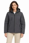 Su Geçirmez Softshell İçi Polar Astarlı Çıkarılabilir Kapüşonlu 4 Cepli Mont Ceket - Füme